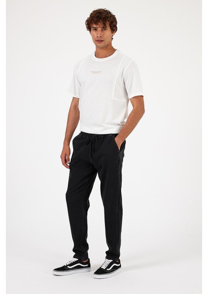 Erkek David Black Beli Lastikli Slim Fit Jean Pantolon