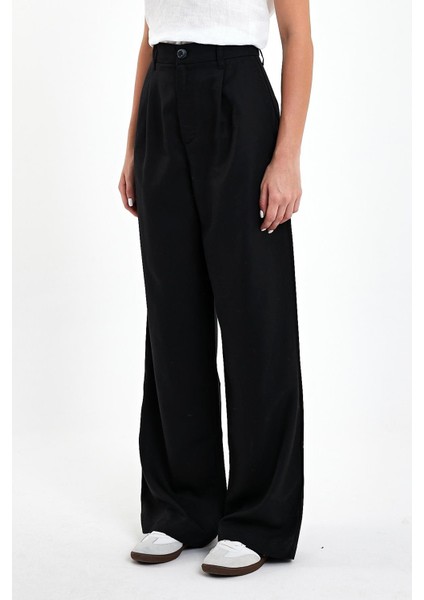Kadın Chloe Siyah Wide Leg Kumaş Pantolon(Tencel)™ modelleri
