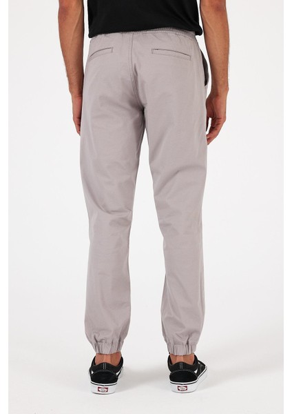 Erkek Simon Buz Gri Slim Fit Gabardin Jogger Pantolon