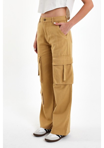 Kadın Paula Bal Köpüğü Kargo Cepli Wide Leg Pantolon modelleri