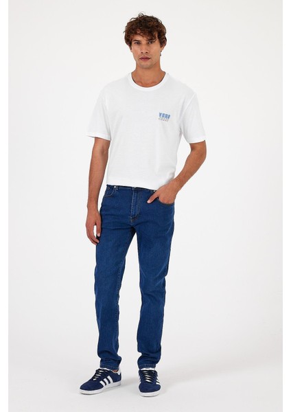 Erkek Smith Dark Blue Tapered Fit Jean Pantolon
