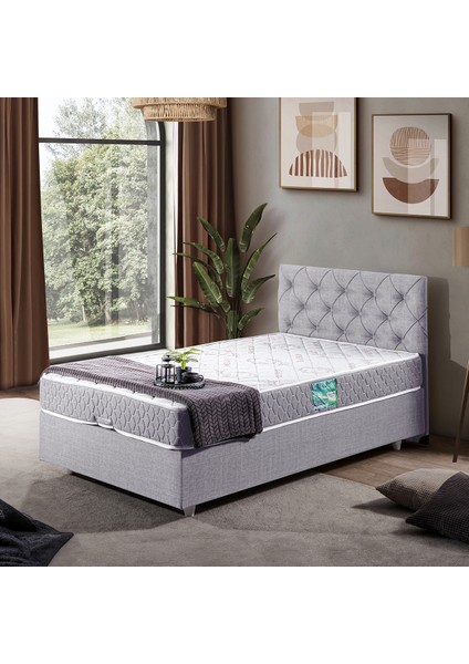 Eylül Tek Kişilik Baza Başlık Comfort Yatak Seti- Açık Gri