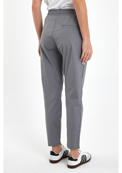 Kadın Alian Beli Lastikli Füme Çizgili Summer Gabardin Pantolon fırsatları