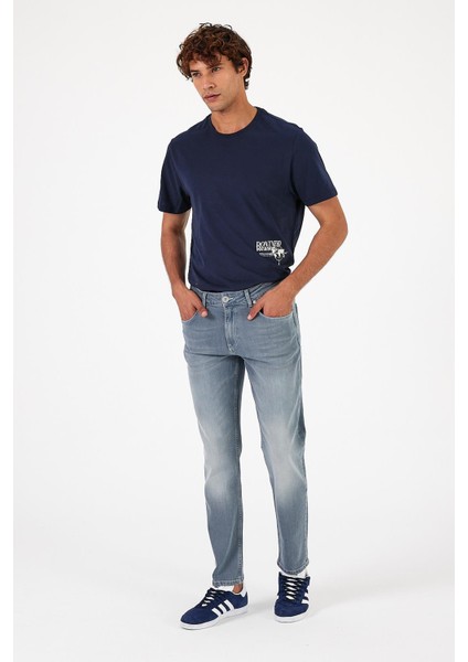 Erkek Edward Smoky Ice Slim Straight Jean Pantolon