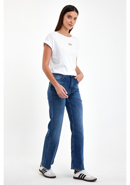 Kadın Wanda Dark Blue Wide Leg Jean Pantolon fiyatları