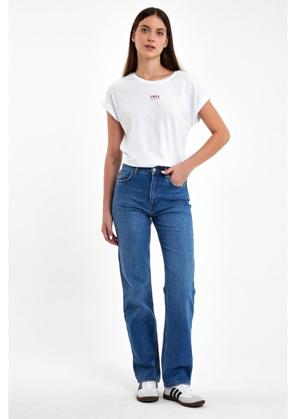 Kadın Marrakesh Dark Blue Straight Fit Jean Pantolon
