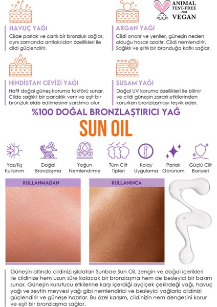 Sunbae Sun Oil Doğal Nemlendiren Bronzlaştırıcı Yağ 150 ml + Bronzlaştıran Yüz Vücut Scrub Peeling 100 ml