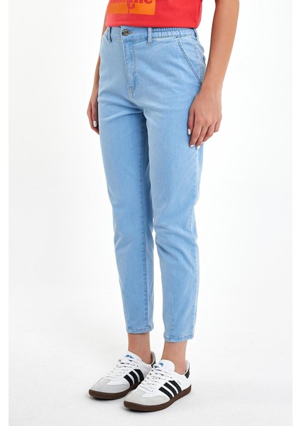 Kadın Norah Sky Blue Beli Lastikli Jean Pantolon modelleri