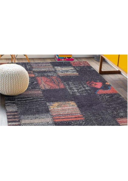 Halı Siyah Patchwork Desen Dijital Baskı Halı modelleri