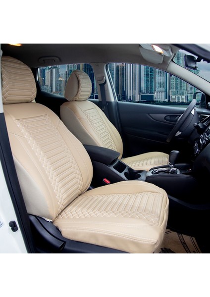 opel Corsa D Uyumlu Deri Oto Koltuk Kılıfı Ön Arka Takım Giydirme Tip Bej Exclusıve Model