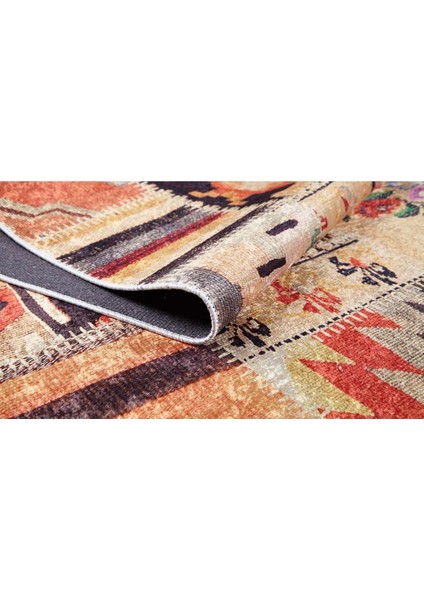 Halı Turuncu Patchwork Desen Dijital Baskı Halı