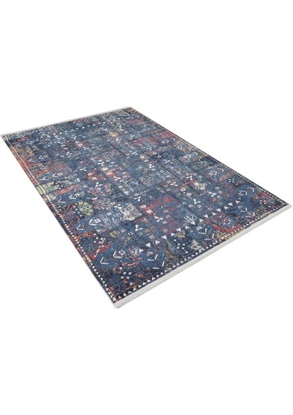 Halı Mavi Modern Desenli Dijital Baskı Halı
