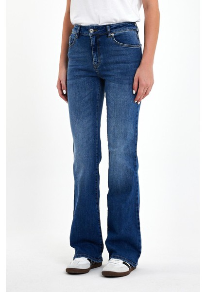 Kadın Emilie Dirty Med Blue Bootcut Jean Pantolon fiyatları