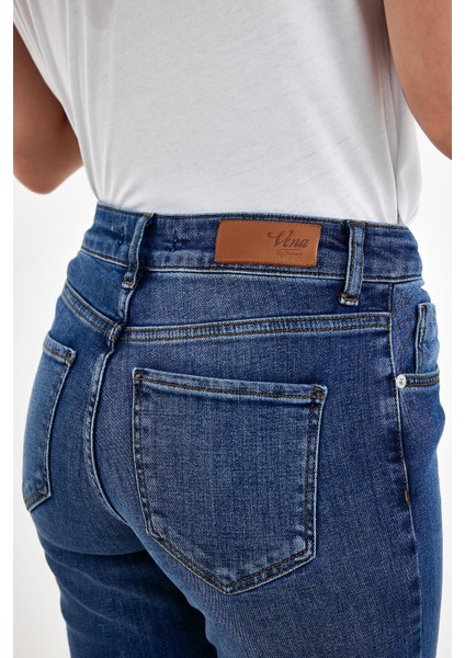 Kadın Emilie Dirty Med Blue Bootcut Jean Pantolon fırsatları