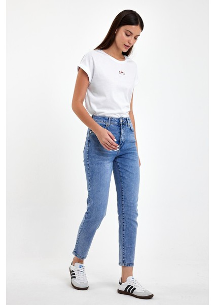 Kadın Jessica Med Blue Mom Jean Pantolon fiyatları