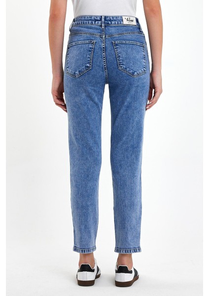 Kadın Jessica Med Blue Mom Jean Pantolon fırsatları
