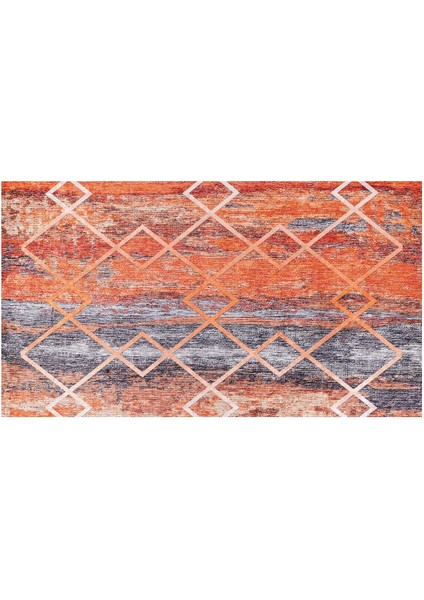 Halı Turuncu Geometrik Desen Dijital Baskı Halı