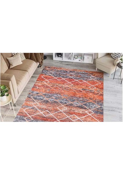 Halı Turuncu Geometrik Desen Dijital Baskı Halı modelleri