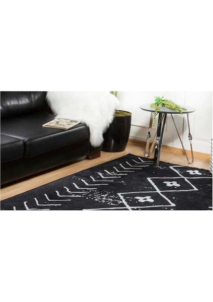 Halı Siyah Geometrik Dijital Baskı Halı indirimleri