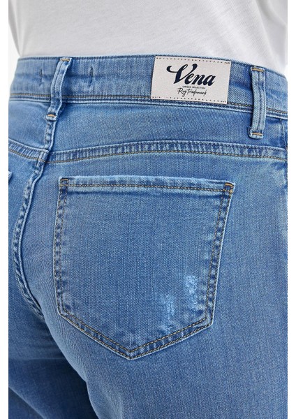 Kadın Petra Dirty Med Blue Boyfriend Jean Pantolon fırsatları