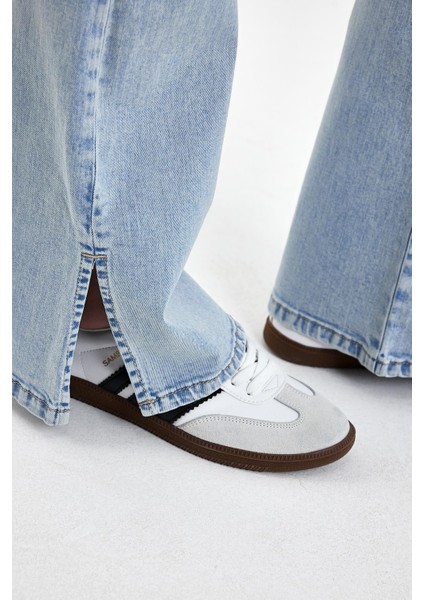Kadın Emilie Paçası Yırtmaçlı Sky Blue Bootcut Jean Pantolon modelleri
