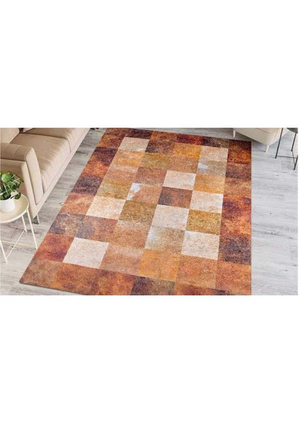 Halı Turuncu Kare Desen Dijital Baskı Halı modelleri