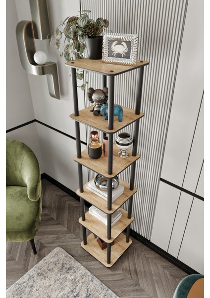 Libra Meşe Kahverengi Çok Amaçlı 6 Raflı Kitaplık modelleri