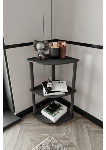 Libra Siyah Köşe Kitaplık Çok Amaçlı 3 Raflı Sehpa fiyatları