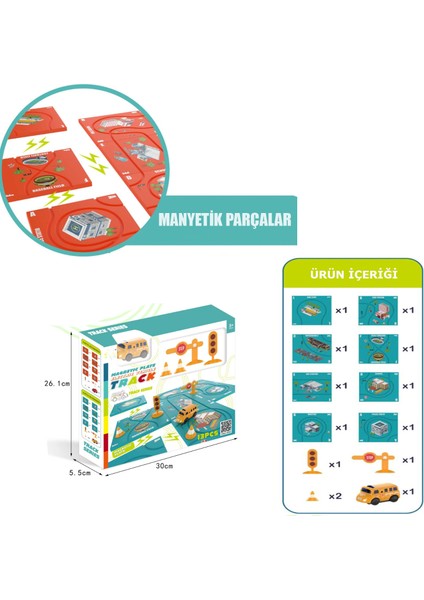 Learning Fun 13 Parça Stem Eğitici Beceri Geliştirici Mantıksal Kendin Yap Manyetik Parçalı Yol Inşa Oyunu Puzzle Oyuncak