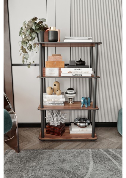 Libra Ceviz Kahverengi Kitaplık Çok Amaçlı 4 Raflı Dikdörtgen Sehpa fiyatları