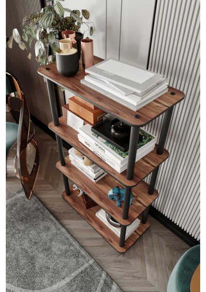 Libra Ceviz Kahverengi Kitaplık Çok Amaçlı 4 Raflı Dikdörtgen Sehpa modelleri