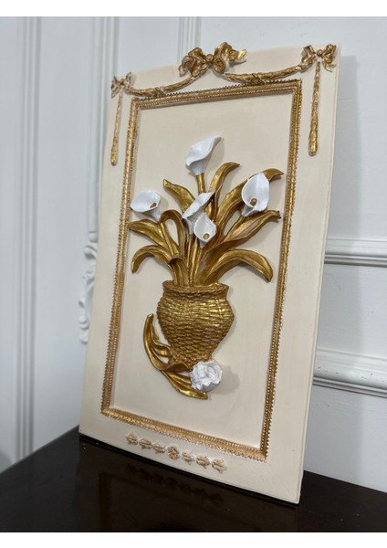 Çiçekli Duvar Tablo , Dekoratif Tasarım Büyük Boy (46X33)