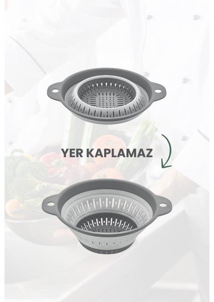 Katlanabilir Yuvarlak Süzgeç 1,8 Litre Gri