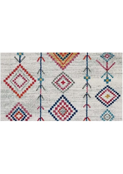 Halı Gri Dörtgen Desenli Dijital Baskı Halı