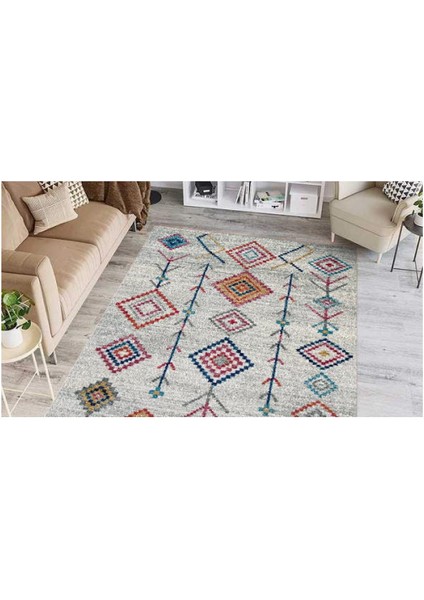 Halı Gri Dörtgen Desenli Dijital Baskı Halı modelleri