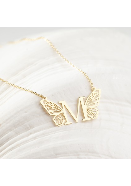 925 Ayar Gümüş Kanatlı Harf Kolye Özel Tasarım