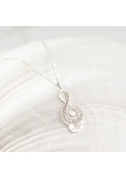 925 Ayar Gümüş Müzikal Beyaz Sol Anahtarı Kolye Özel Tasarım fiyatları