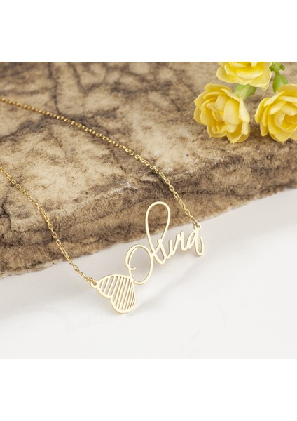 925 Ayar Gümüş Isim Detaylı Kolye Özel Tasarım modelleri