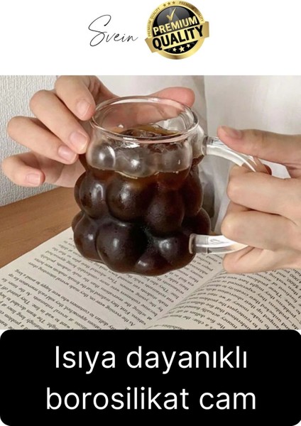 Özel Tasarım Borosilikat Cam Kulplu Üzüm Bardak Boncuk Şekilli Kahve Sunum Kupası Isıya Dayanıklı fiyatları