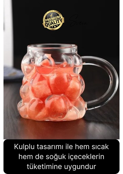 Özel Tasarım Borosilikat Cam Kulplu Üzüm Bardak Boncuk Şekilli Kahve Sunum Kupası Isıya Dayanıklı modelleri