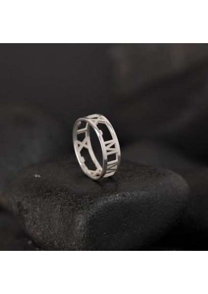 925 Ayar Gümüş Roma Rakamlı Alyans Yüzük Kişiye Özel Seri modelleri