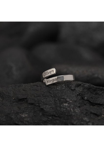 925 Ayar Gümüş Çift Isimli Alyans Yüzük Kişiye Özel Seri fırsatları