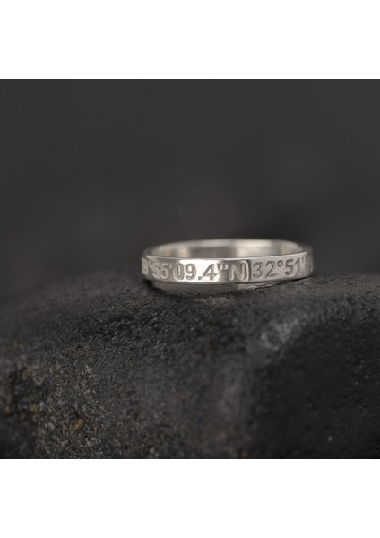 925 Ayar Gümüş Konum Yazılı Alyans Yüzük Kişiye Özel Seri