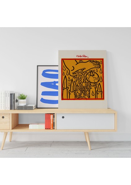 Keith Haring Pop Art Sanatsal Kanvas Tablo Salon Duvar Dekorasyon Cafe Dekor Duvar Tablosu