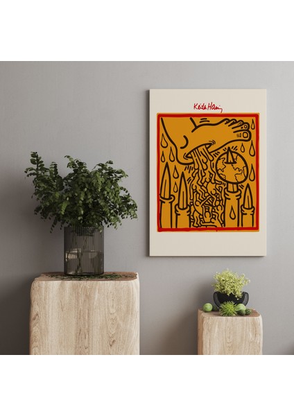 Keith Haring Pop Art Sanatsal Kanvas Tablo Salon Duvar Dekorasyon Cafe Dekor Duvar Tablosu