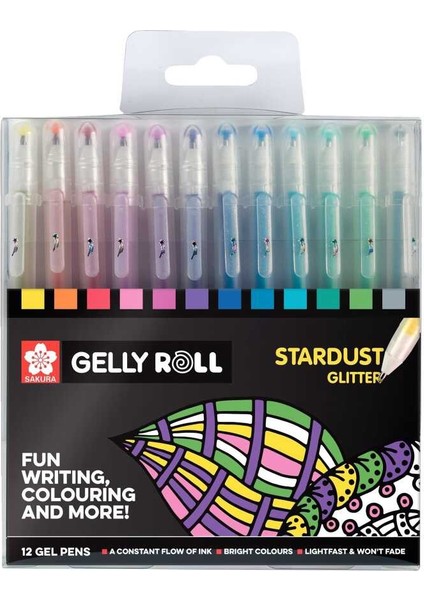 Gelly Roll Jel Mürekkepli Simli Kalem Seti Stardust Glitter Set 12 Renk