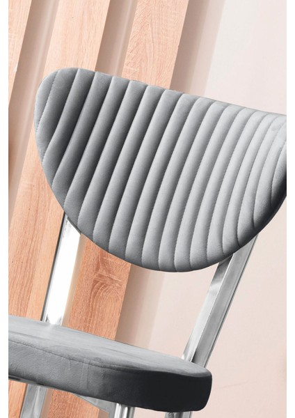 Kütük Desenli Mdf Krom Elma Mutfak Masa Takımı 6 Sandalyeli Salon Yemek Masa Takımı Gri fırsatları