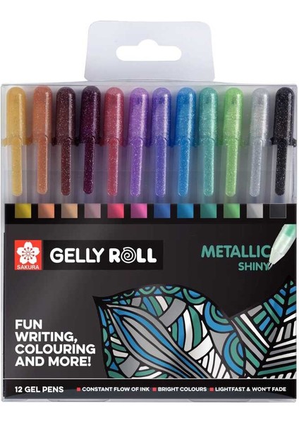 Gelly Roll Jel Mürekkepli Metalik Kalem Seti Metallic Shiny Set 12 Renk