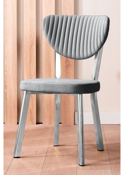 Kütük Desenli Mdf Krom Elma Mutfak Masa Takımı 4 Sandalyeli Salon Yemek Masa Takımı Gri fiyatları