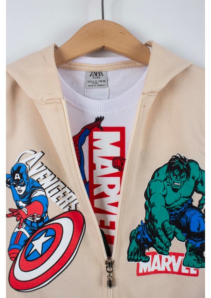 Marvel Baskılı Erkek Çocuk Hırkalı Alt Üst Takım modelleri